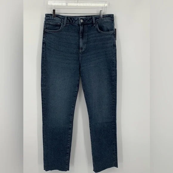 Joes Jeans high rise straight leg denim indigo blue worn raw hem women new 33 - Picture 1 of 5